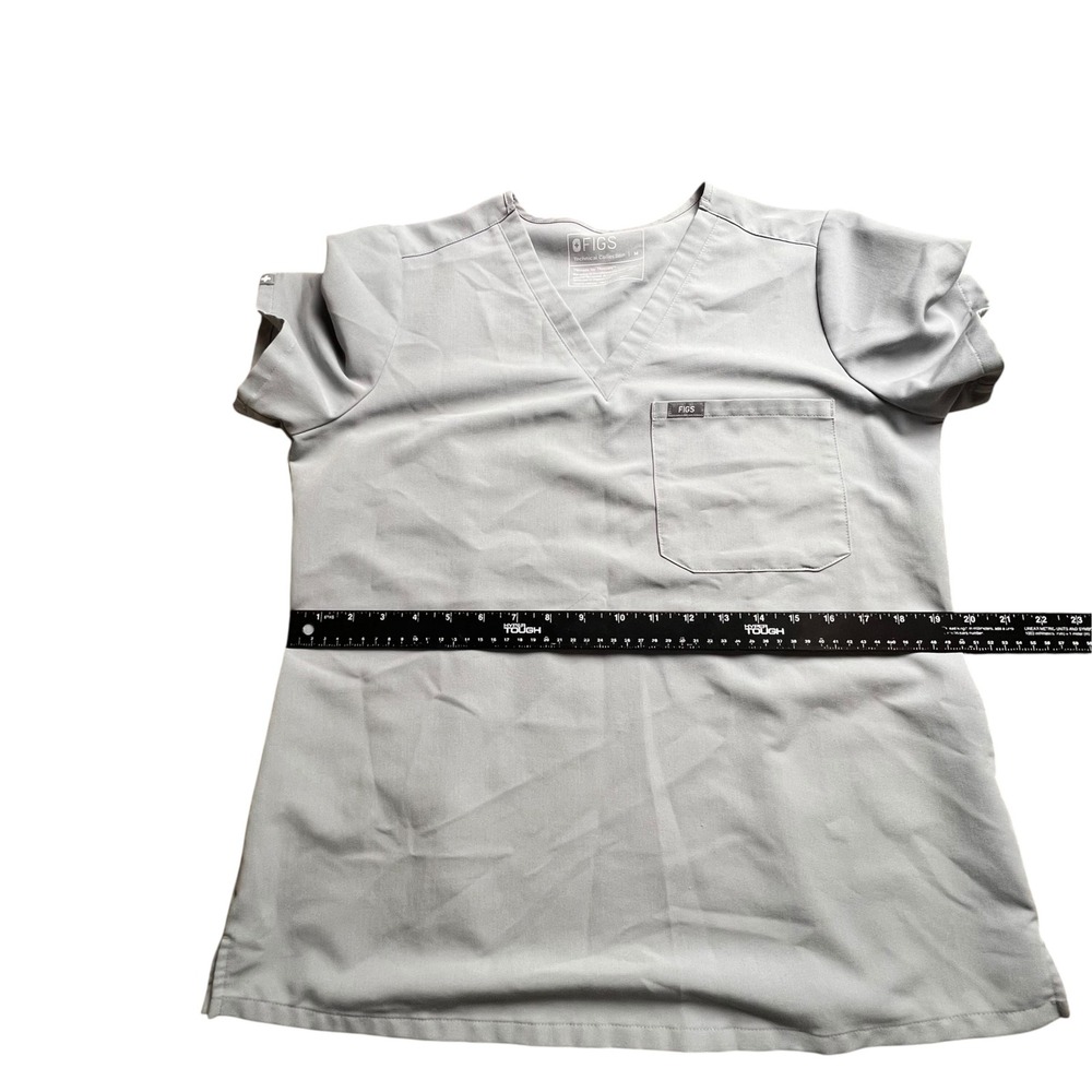 Figs Technical Collection V-Neck Scrub Top Gray Women Medium Single Pocket - Picture 8 of 10